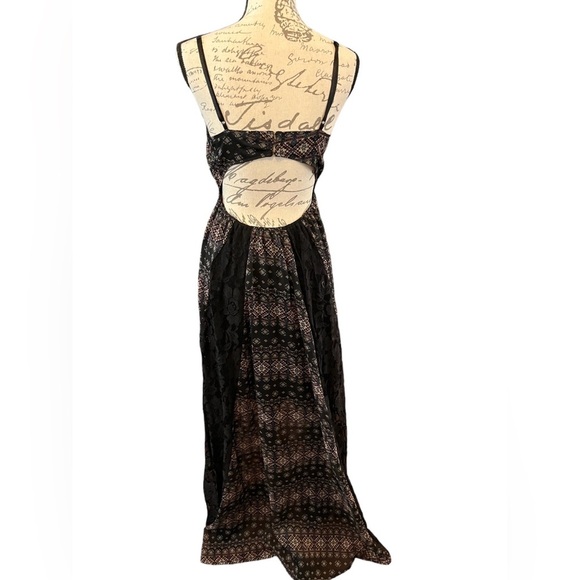 Hommage Los Angeles Sexy Maxi Boho Cut Out Dress Lace Multicolored Medium EUC - Picture 4 of 16